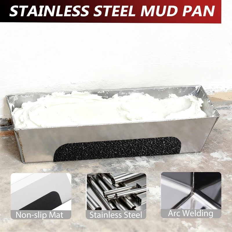 Ceeintee Drywall Skimming Blade Set, Include 24" Skimming Blade, 12" Mud Pan, 7" Drywall Compound Rollers, a Extension Handle and Three Drywall Tools for Drywall/Plaster/Wallboard - Image 4